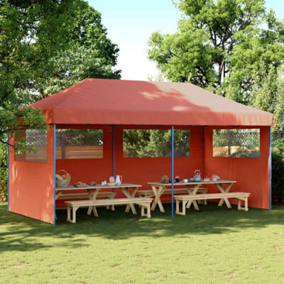 Walplus Foldable Party Tent Garden Gazebo Canopy Pop-Up With 3 Sidewalls Terracotta - image 1