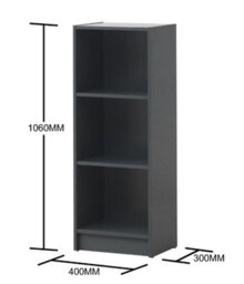 Timber Art Design 3 Tier Medium Narrow Bookcase Shelving Unit Living Room Office Bedroom Dark Grey - thumbnail 4