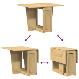 Berkfield Butterfly Dining Table Foldable Corona Wax Brown Solid Wood Pine - thumbnail 8