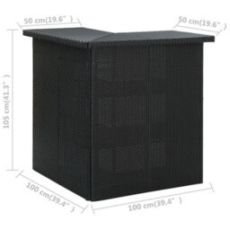Vidaxl Corner Bar Table Black 100X50X105 Cm Poly Rattan - thumbnail 7