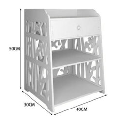 Living And Home 3 Tier Hollow Bird Pattern Bedside Table Nightstand With 1 Drawer - thumbnail 4