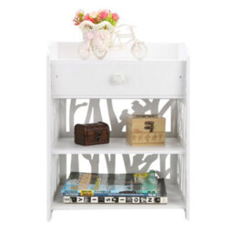 Living And Home 3 Tier Hollow Bird Pattern Bedside Table Nightstand With 1 Drawer - thumbnail 7