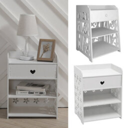 Living And Home 3 Tier Hollow Bird Pattern Bedside Table Nightstand With 1 Drawer - thumbnail 5