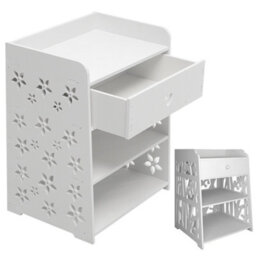 Living And Home 3 Tier Hollow Bird Pattern Bedside Table Nightstand With 1 Drawer - thumbnail 6
