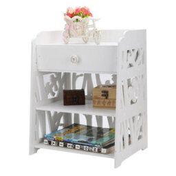 Living And Home 3 Tier Hollow Bird Pattern Bedside Table Nightstand With 1 Drawer - thumbnail 3