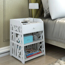 Living And Home 3 Tier Hollow Bird Pattern Bedside Table Nightstand With 1 Drawer - thumbnail 2