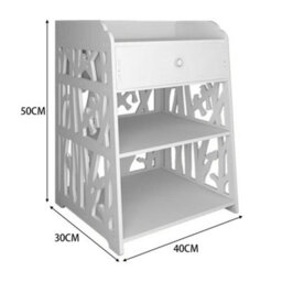 Living And Home 3 Tier Hollow Bird Pattern Bedside Table Nightstand With 1 Drawer - thumbnail 8