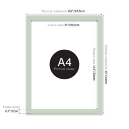 A4 Mint Green Picture Frame Fits A4 (21 X 29.7Cm - 8.3 X 11.7In) Poster, Photo, Artwork, Or Print. - thumbnail 2