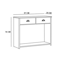 Matt Grey Console Table Oak Effect Top 2 Drawers Bottom Storage Shelf - thumbnail 2