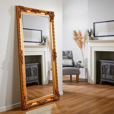 The Online Mirror Shop Wall Mirror Grand Louis Rectangular Shape With Antique Gold Frame- H 180Cmxw 90Cmxd 6.5Cm For Hanging In Living Room, Bedroom - image 1