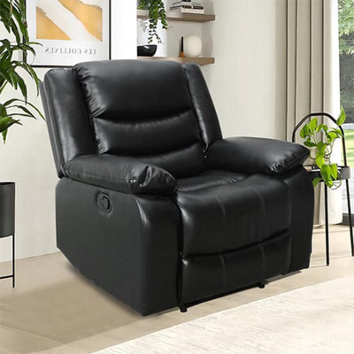 Furniture in Fashion Sorreno Bonded Leather Recliner 1 Seater Sofa In Black - image 1