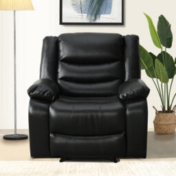Furniture in Fashion Sorreno Bonded Leather Recliner 1 Seater Sofa In Black - thumbnail 3
