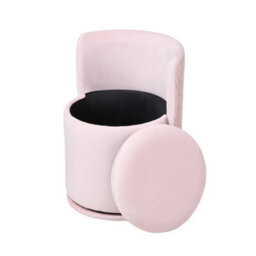 Living And Home Pink Swivel Upholstered Dressing Table Vanity Chair With Storage Space - thumbnail 4