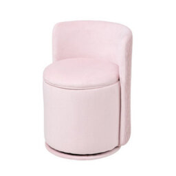 Living And Home Pink Swivel Upholstered Dressing Table Vanity Chair With Storage Space - thumbnail 3
