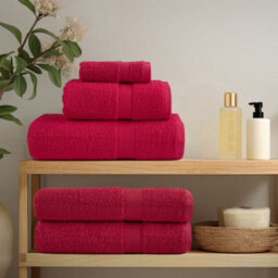 Berkfield Premium Towels Solund 4 Pcs Red 100X200 Cm 600 Gsm - thumbnail 3