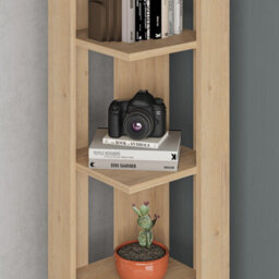 Decortie Nati Tall Corner Bookcase Modern Shelving Unit Space-Saving Storage Oak 161Cm - thumbnail 4
