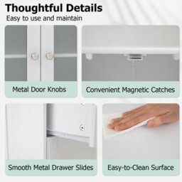 Gainoom Floor Cabinet Freestanding Bathroom Storage Cabinet W/ 3-Level Adjustable Shelf - thumbnail 9