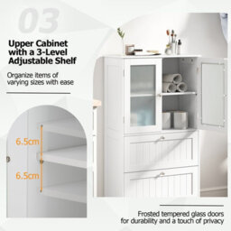 Gainoom Floor Cabinet Freestanding Bathroom Storage Cabinet W/ 3-Level Adjustable Shelf - thumbnail 7