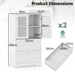 Gainoom Floor Cabinet Freestanding Bathroom Storage Cabinet W/ 3-Level Adjustable Shelf - thumbnail 2