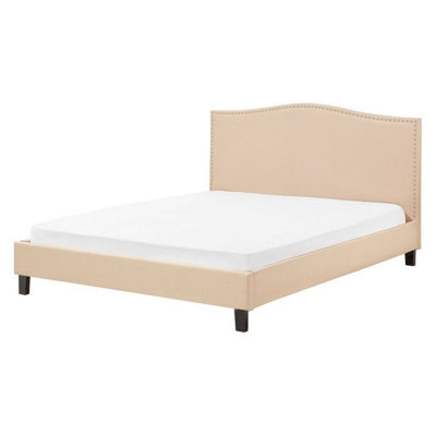 Beliani Bed Fabric Montpellier 160 X 200 Cm (Eu King Size) Beige - image 1