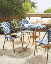 Beliani Set Of 4 Garden Chairs Rifreddo Pe Rattan Blue - thumbnail 2