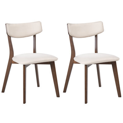 Beliani Set Of 2 Dining Chairs Yuma Wood Off-White/ Brown - image 1