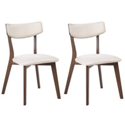 Beliani Set Of 2 Dining Chairs Yuma Wood Off-White/ Brown - thumbnail 1
