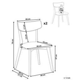 Beliani Set Of 2 Dining Chairs Yuma Wood Off-White/ Brown - thumbnail 3