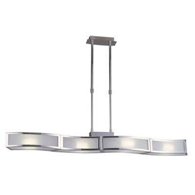 Luminosa Lighting Luminosa Duna Gu10 Linear Pendant 4 Light L1, Sgu10 Bar, Polished Chrome, White Acrylic - image 1