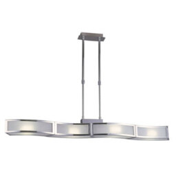 Luminosa Lighting Luminosa Duna Gu10 Linear Pendant 4 Light L1, Sgu10 Bar, Polished Chrome, White Acrylic - thumbnail 1