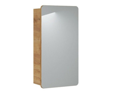 Impact Furniture Bathroom Mirror Cabinet Mirrored Unit 400mm Wall Hung Narrow Slim Storage Oak Effect Aruba - image 1