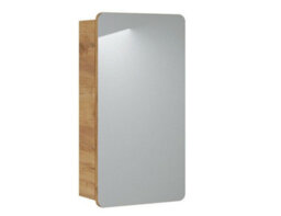 Impact Furniture Bathroom Mirror Cabinet Mirrored Unit 400mm Wall Hung Narrow Slim Storage Oak Effect Aruba