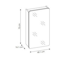 Impact Furniture Bathroom Mirror Cabinet Mirrored Unit 400mm Wall Hung Narrow Slim Storage Oak Effect Aruba - thumbnail 6