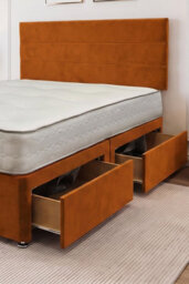 Knight Sleep York Orange Plush 6Ft Hybrid Sprung Orthopaedic Divan Bed Set 2 Drawers With Upholstered Headboard - Super King - thumbnail 2
