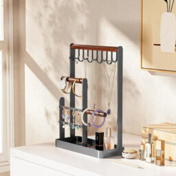 Necklace Jewellery Stand Holder Wooden Ring Keys Organizer Tabletop Storage Tray - thumbnail 3