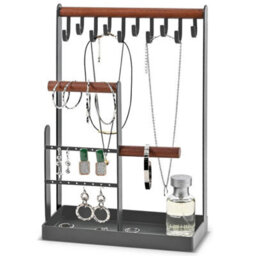 Necklace Jewellery Stand Holder Wooden Ring Keys Organizer Tabletop Storage Tray - thumbnail 1