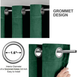 Aspire Homeware Emerald Green Velvet Curtain Room Darkening Blackout Eyelet Curtain Pair (W) 168Cm X (D)228Cm With Tie Back Pair - thumbnail 8
