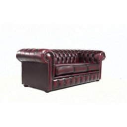 Chesterfield 3 Seater Antique Oxblood Red Real Leather Tufted Buttoned Sofa In Classic Style - thumbnail 3