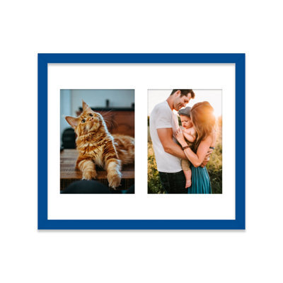12X10 Inch 2 Opening Photo Collage Frame, Display Two 7X5 Inch Photos, Multi Aperture Family Picture Frame, Blue - image 1