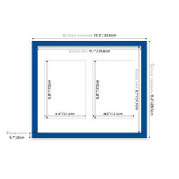 12X10 Inch 2 Opening Photo Collage Frame, Display Two 7X5 Inch Photos, Multi Aperture Family Picture Frame, Blue - thumbnail 4