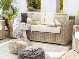 Beliani Garden Sofa 2 Seater Ardea Rattan Light Brown - thumbnail 2