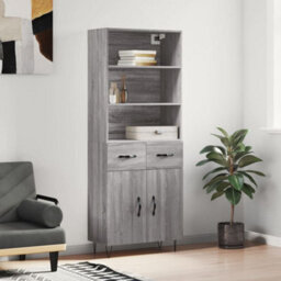 Berkfield Highboard Grey Sonoma 69.5X34X180 Cm Engineered Wood - thumbnail 1