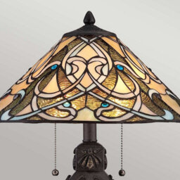Luminosa Lighting Elstead India 2 Light Table Lamp Imperial Bronze, Tiffany Glass, E27 - thumbnail 2