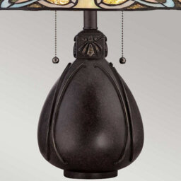 Luminosa Lighting Elstead India 2 Light Table Lamp Imperial Bronze, Tiffany Glass, E27 - thumbnail 3