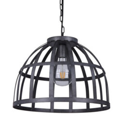 Luminosa Lighting Luminosa Industrial And Retro Hanging Pendant Antique Silver 1 Light , E27 - thumbnail 1