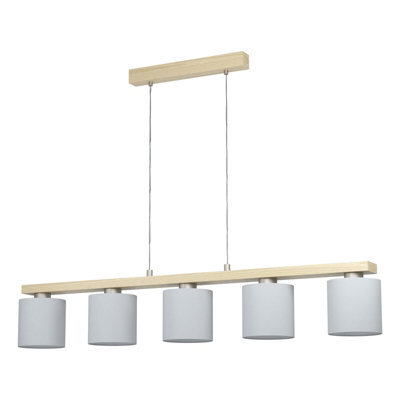 Stylish Satin Nickel Pendant Ceiling Light With Brown Shade And White Fabric - image 1