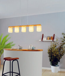 Stylish Satin Nickel Pendant Ceiling Light With Brown Shade And White Fabric - thumbnail 3
