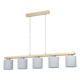 Stylish Satin Nickel Pendant Ceiling Light With Brown Shade And White Fabric