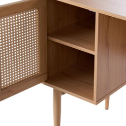 Wyld and Coco Everwood Home Office Desk - Mdf Worktop, Pe Rattan Fronts, 3 Drawers, Light Brown - thumbnail 8