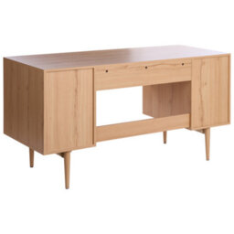 Wyld and Coco Everwood Home Office Desk - Mdf Worktop, Pe Rattan Fronts, 3 Drawers, Light Brown - thumbnail 6